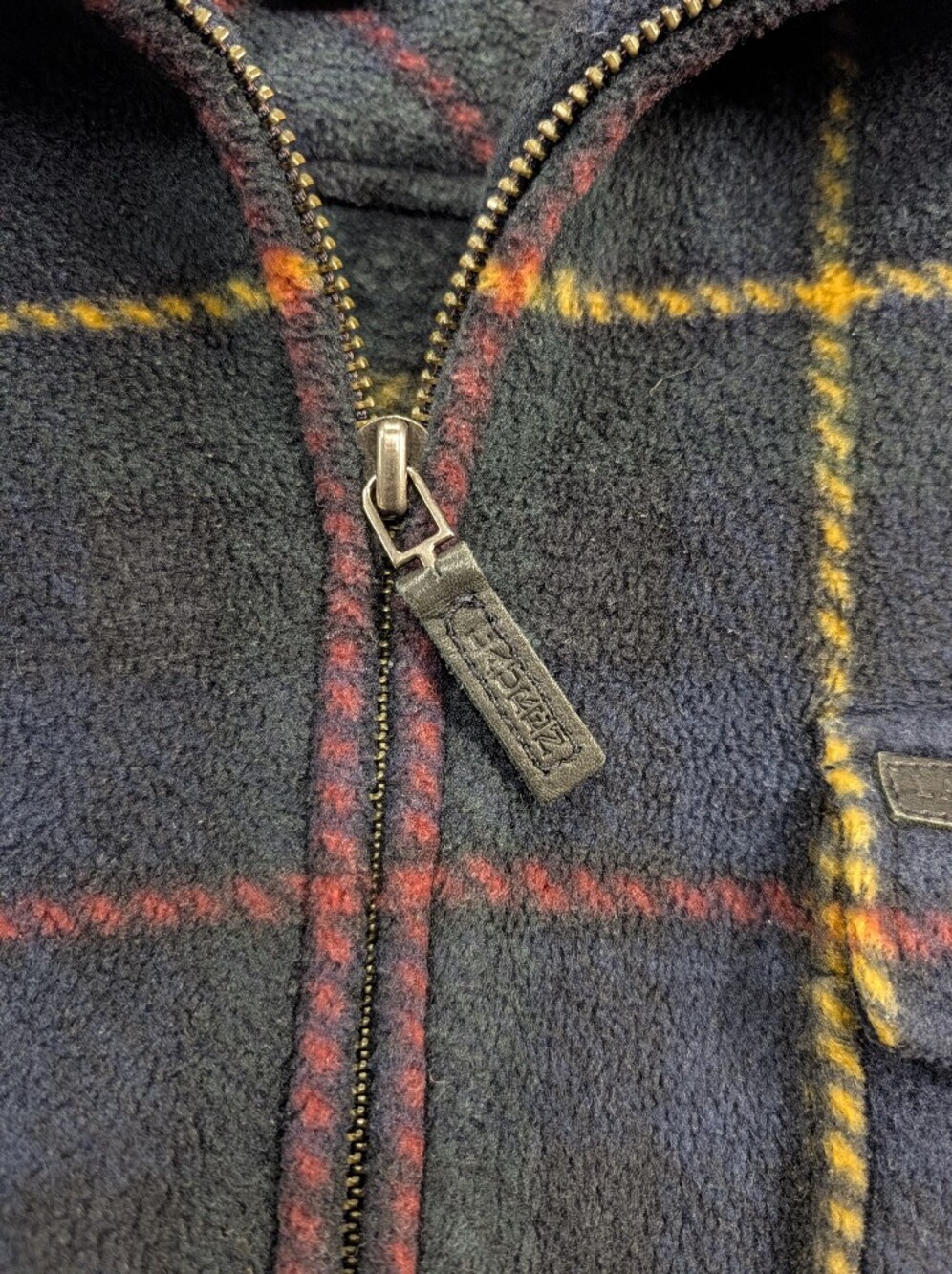 Ralph Lauren Women's Fleece Jacket Corduroy Collar Plaid Blue Green Winter M - Picture 5 of 10